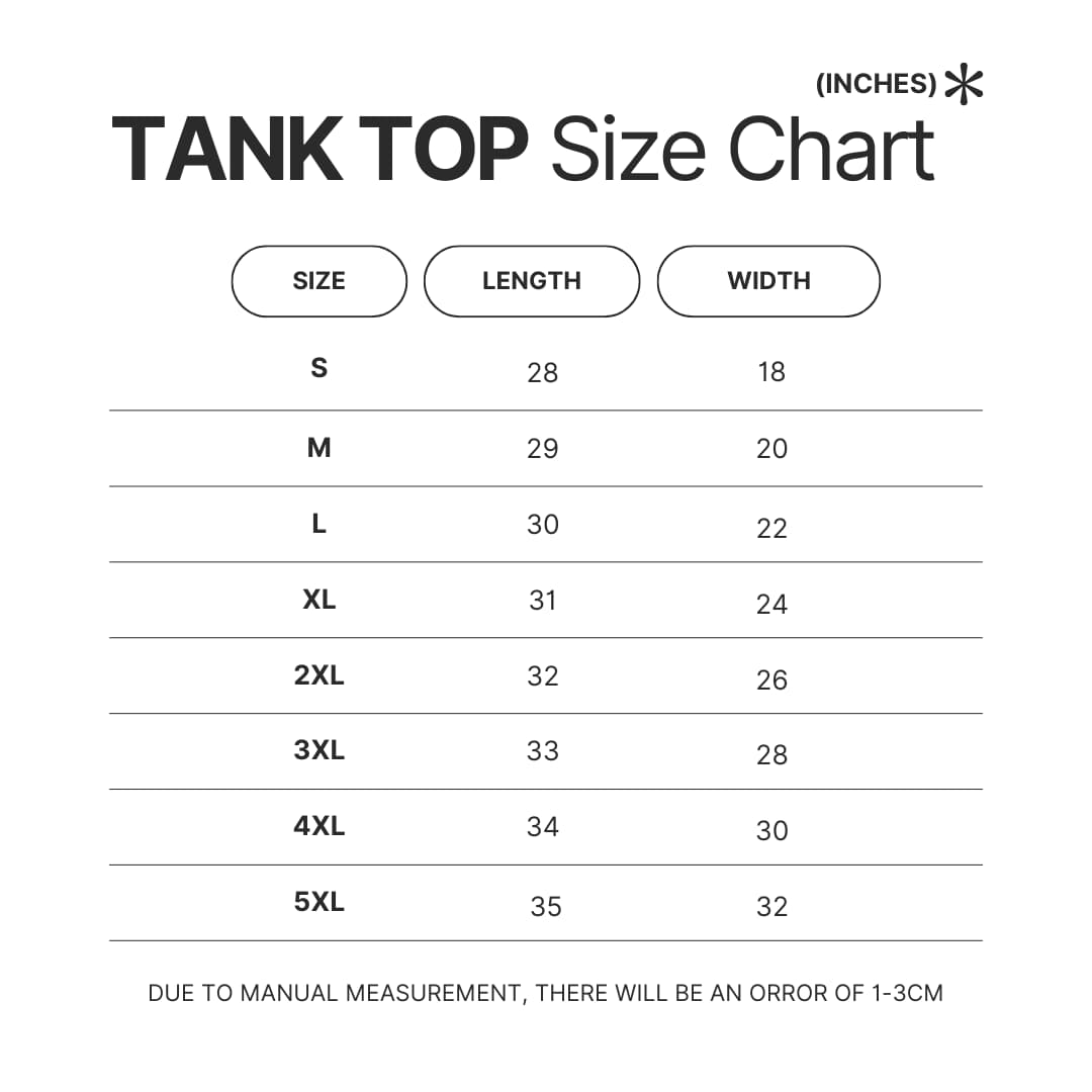 Tank Top Size Chart - Dark Souls Store