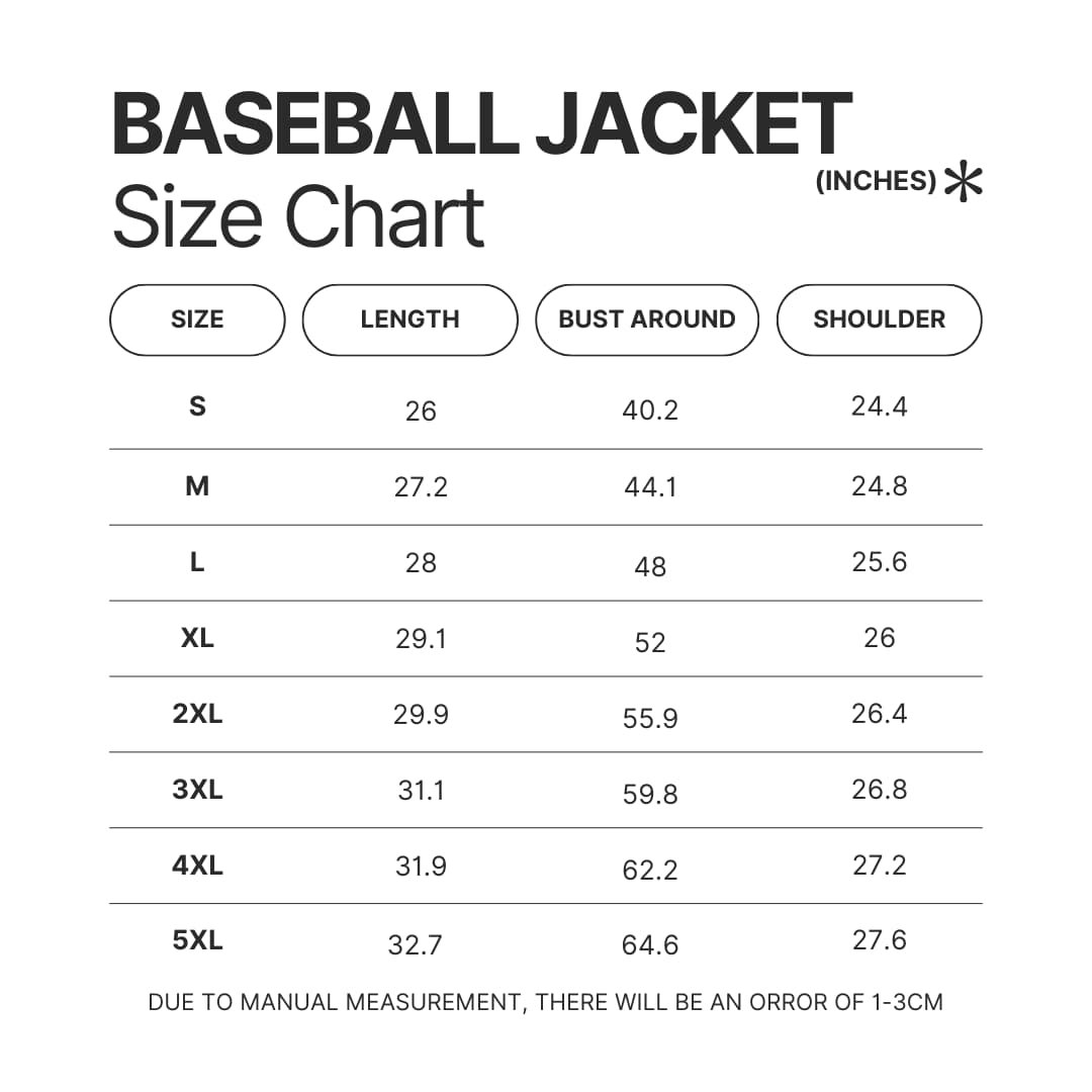 Baseball Jacket Size Chart 1 - Dark Souls Store
