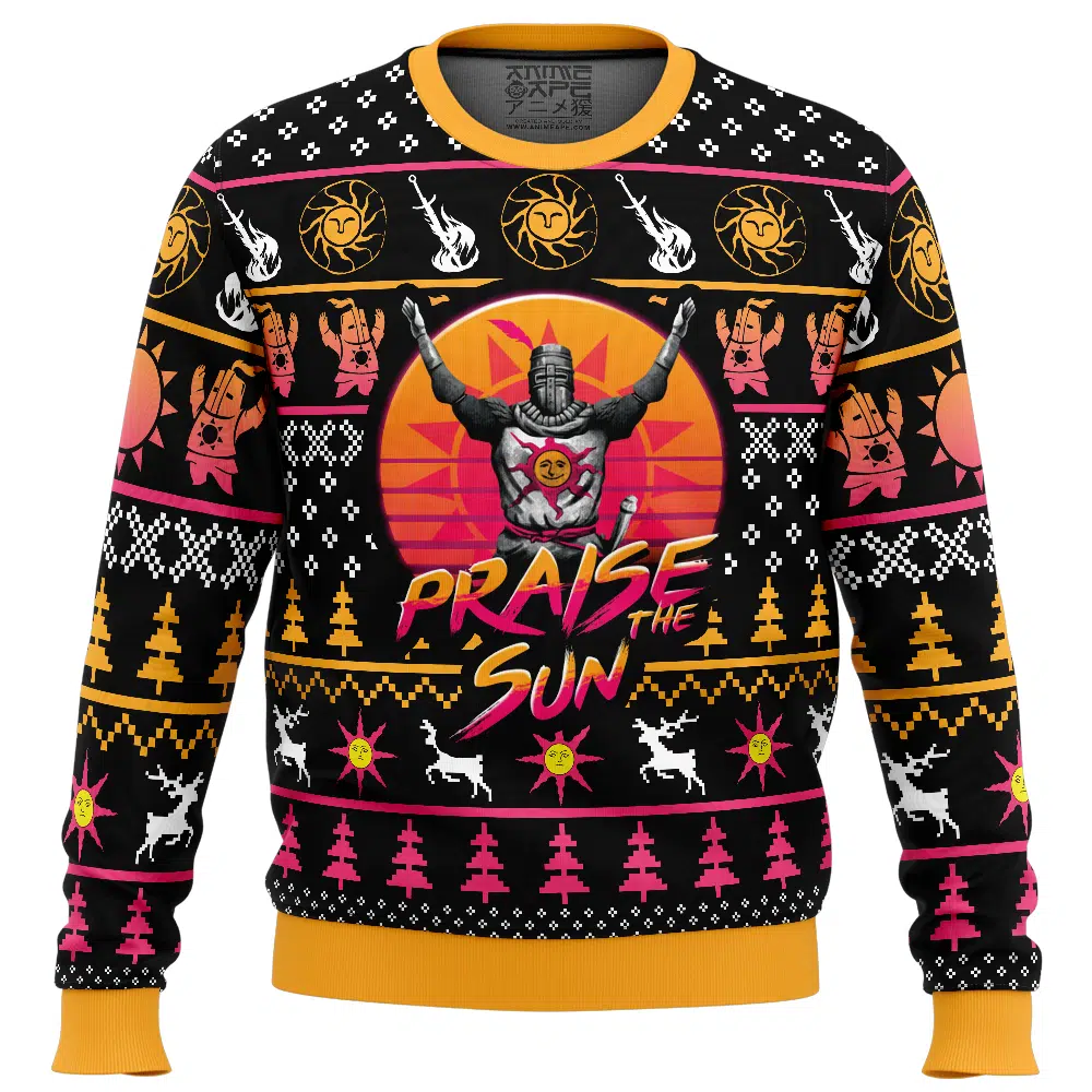 Christmas Solaire Dark Souls Ugly Christmas Sweater FRONT mockup - Dark Souls Store