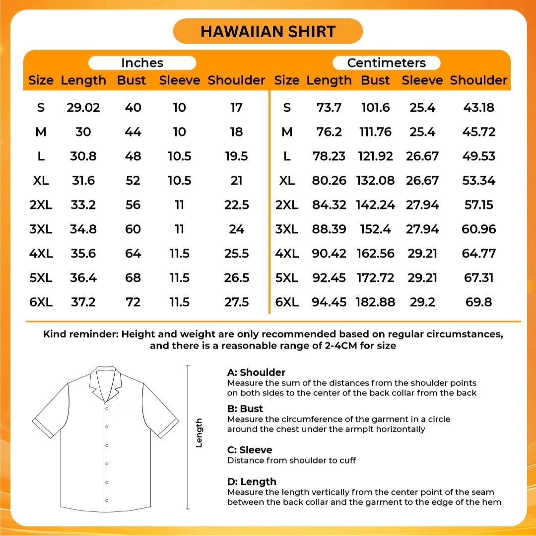 3D Hawaiian Shirt Size Chart - Dark Souls Store